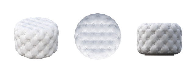 soft pouf isolated on white background, interior furniture, 3D illustration, cg render