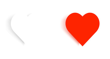 Red White Heart Love Icon Realistic Shadow Isolated Romantic PNG Illustration