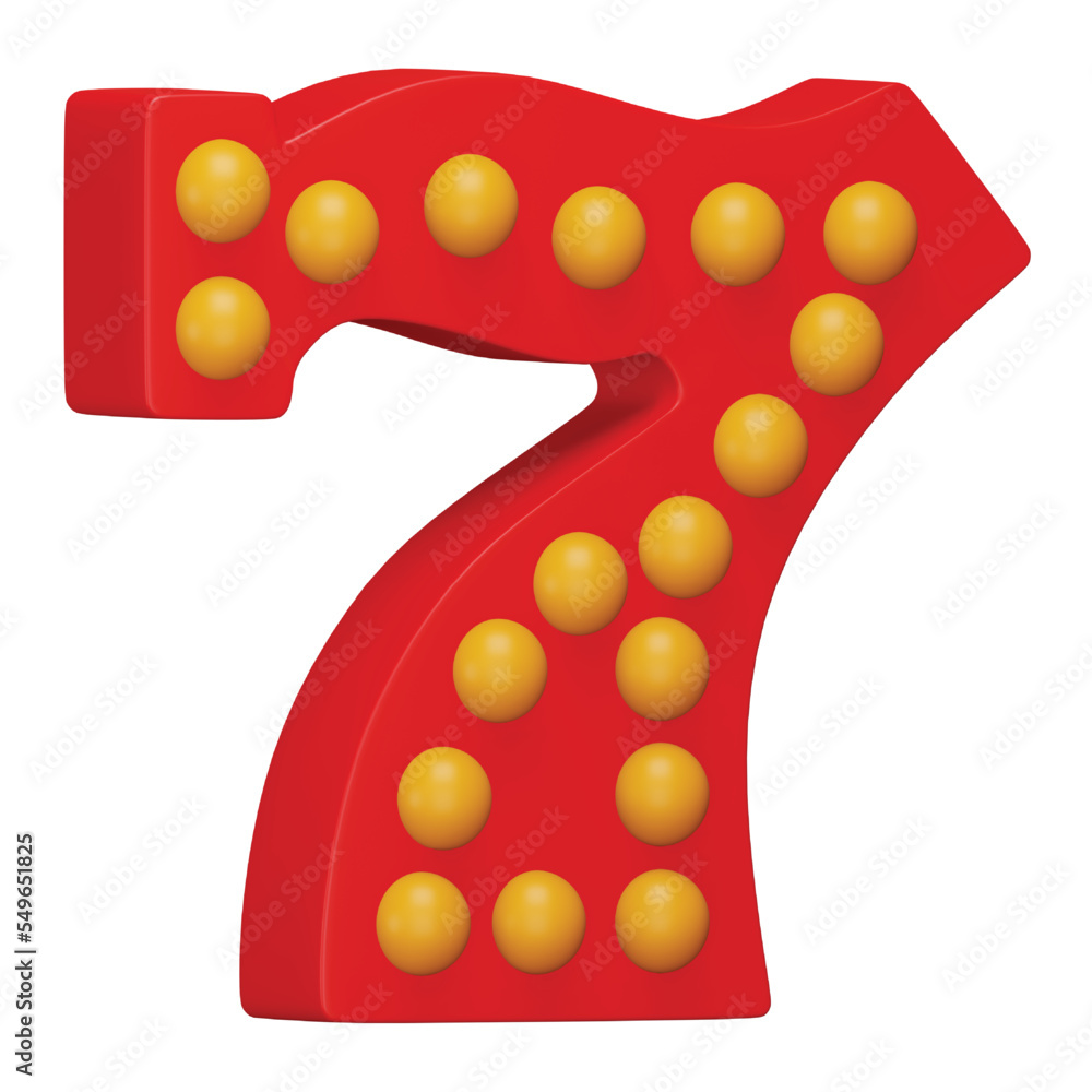 Poster lucky number seven 3d rendering isometric icon.
