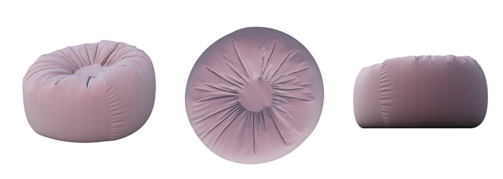 soft pouf isolate on a transparent background, interior furniture, 3D illustration, cg render