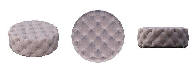soft pouf isolate on a transparent background, interior furniture, 3D illustration, cg render