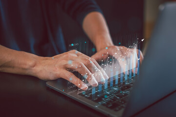 business finance technology and investment trading trader investor. Stock Market Investments Funds and Digital Assets. businessman analyzing forex trading graph financial data.