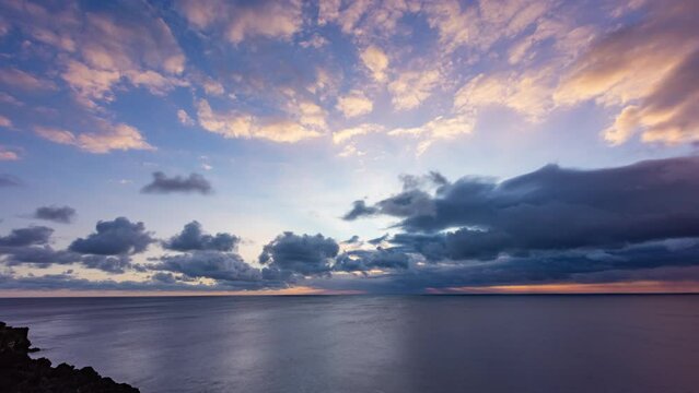 Time Lapse - Beautiful sunset clouds above Pacific Ocean