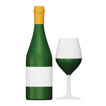 Wine drink 3d rendering isometric icon.