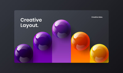 Simple 3D spheres catalog cover layout. Original front page design vector concept.