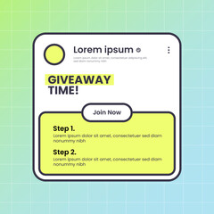 Giveaway event poster in retro design style. Social media promotion illustration.