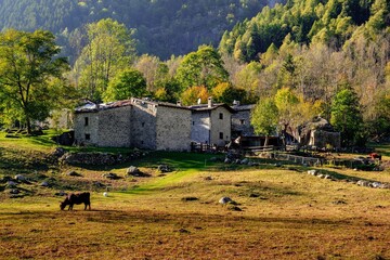 An autumn day in Mello's and Masino's Valley, Lombardy northern Italy Alps