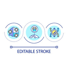 Expanding store chain loop concept icon. Brand building. Retail business management. Development abstract idea thin line illustration. Isolated outline drawing. Editable stroke. Arial font used