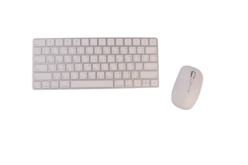 Wireless computer keyboard and mouse on transparent background