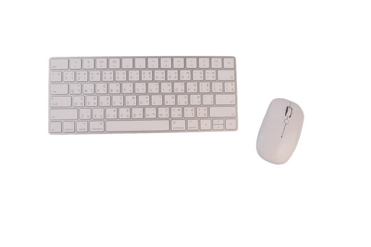 Wireless computer keyboard and mouse on transparent background