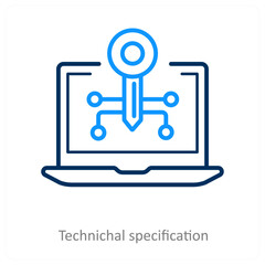 Technical Specification and gdpr icon concept 
