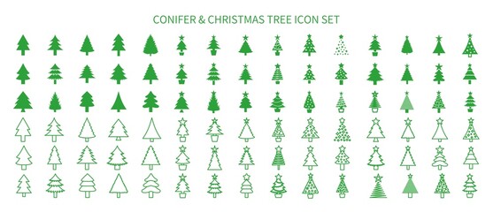 Fototapeta na wymiar Conifer and Christmas tree set