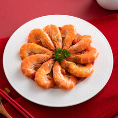 Delicious shrimp soaked in Chinese wine for lunar new year's dishes.