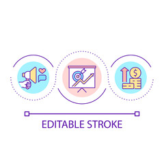 Brand reputation loop concept icon. Improve business success. Boost income. Positive feedbacks abstract idea thin line illustration. Isolated outline drawing. Editable stroke. Arial font used