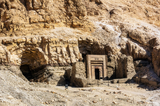 Egypt, Luxor Governorate, Entrance of tomb near Temple of Hatshepsut