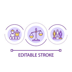 Labour law loop concept icon. Workforce productivity. Factory employees. Human resources management abstract idea thin line illustration. Isolated outline drawing. Editable stroke. Arial font used