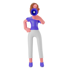 Woman speaking into megaphone 3D Icon