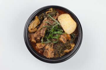A stew boiled with spices such as potatoes, perilla seeds, green onions, and garlic in pork...