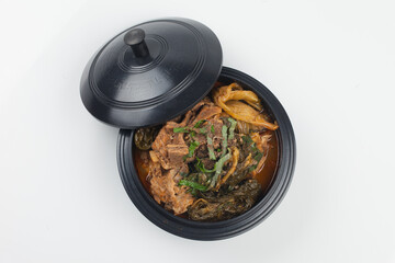 A stew boiled with spices such as potatoes, perilla seeds, green onions, and garlic in pork...