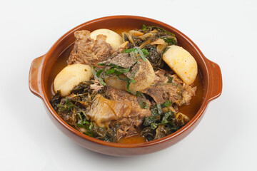 A stew boiled with spices such as potatoes, perilla seeds, green onions, and garlic in pork...