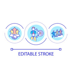 Supportive work environment loop concept icon. Effective teamwork. Human recourses management abstract idea thin line illustration. Isolated outline drawing. Editable stroke. Arial font used