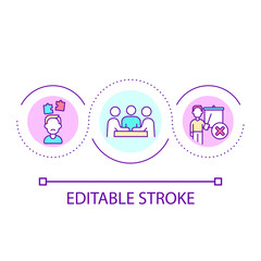 HR management issues loop concept icon. Misunderstanding in collective. Teamwork regulation abstract idea thin line illustration. Isolated outline drawing. Editable stroke. Arial font used