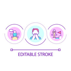 Public anxiety loop concept icon. Social fear. Psychological issues. Mental health. Feeling nervous abstract idea thin line illustration. Isolated outline drawing. Editable stroke. Arial font used