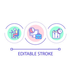 Work schedule loop concept icon. Job timetable. Business time management. Prevent burnout abstract idea thin line illustration. Isolated outline drawing. Editable stroke. Arial font used