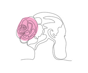 abstract portrait of a girl from behind in the style of on line art. Logo for hair salon, beauty salon, SPA, massage