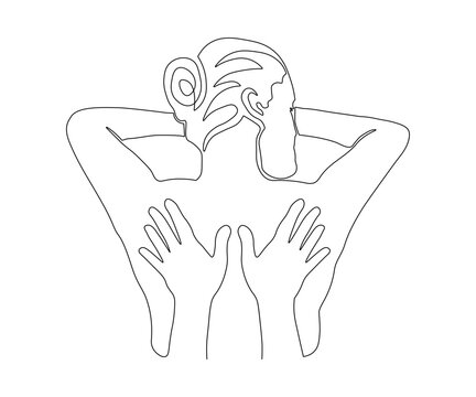 abstract back massage in the style of one line art. logo of the spa,massage salon