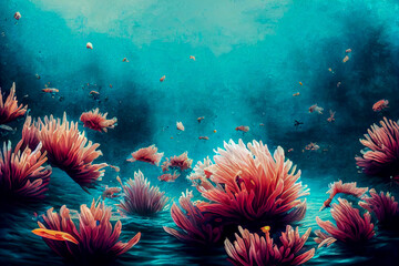 Fototapeta na wymiar coral reef in the sea ,Generative AI Illustration