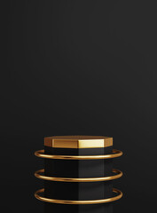 3D background scene with podium. Minimal product display mockup with geometric shape object. 3D rendering. 