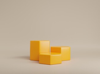 Fototapeta premium 3D background scene with podium. Minimal product display mockup with geometric shape object. 3D rendering. 