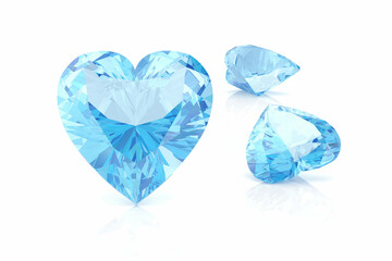 Beautiful gems on a white background , 3D rendering