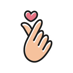 Obraz premium Finger heart korean love sign vector design illustration