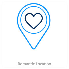 Romantic Location and location icon concept