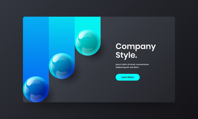 Premium 3D balls site illustration. Geometric company cover vector design layout.