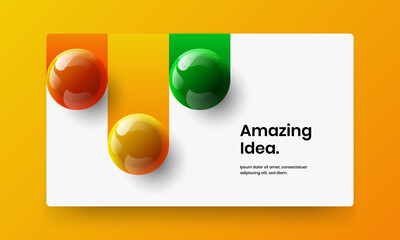 Premium magazine cover vector design layout. Minimalistic 3D balls company identity concept.