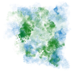 green and blue watercolor smoke splash 