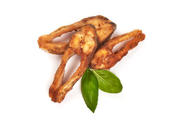 Fried fish steaks, isolated on white background.