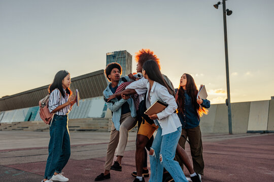 College students brawl after school.
