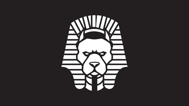 Line art Egyptian king firaun Dog Logo