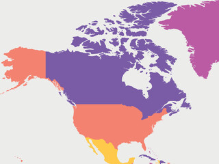 North America blank map. High detailed political map North American continent