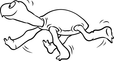 niedliche Schildkröte rennt mit rasend schnellen Schritten