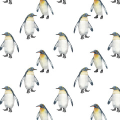 Pattern with penguin isolated on white background.For invitation and cards.