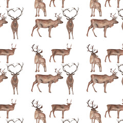 Pattern with deer isolated on white background.For invitation and cards.