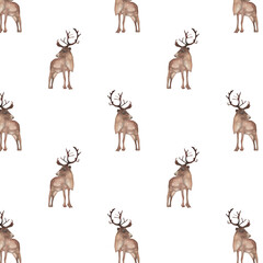 Pattern with deer isolated on white background.For invitation and cards.