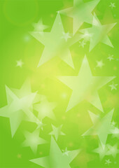 Vector Silver White Glowing Star Confetti on Green Gradient Background. Bokeh Texture. Abstract Magic Starry Pattern. Glitter Shiny Particles Explosion. Summer Glowing Poster. Christmass Design.