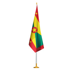 Isolated small national flag of Grenada vector with golden flagpole.Standing miniature flag of Grenada - obrazy, fototapety, plakaty