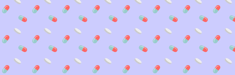 seamless pattern with pill flat icon